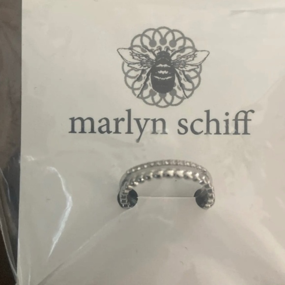 New Marlyn Schiff Arielle Ring Silver Pave Stone Double Band Design Adjustable - Picture 4 of 6